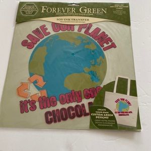 Transfer onto a Tee Shirt.  Soy Ink Transfer”Save our Planet”